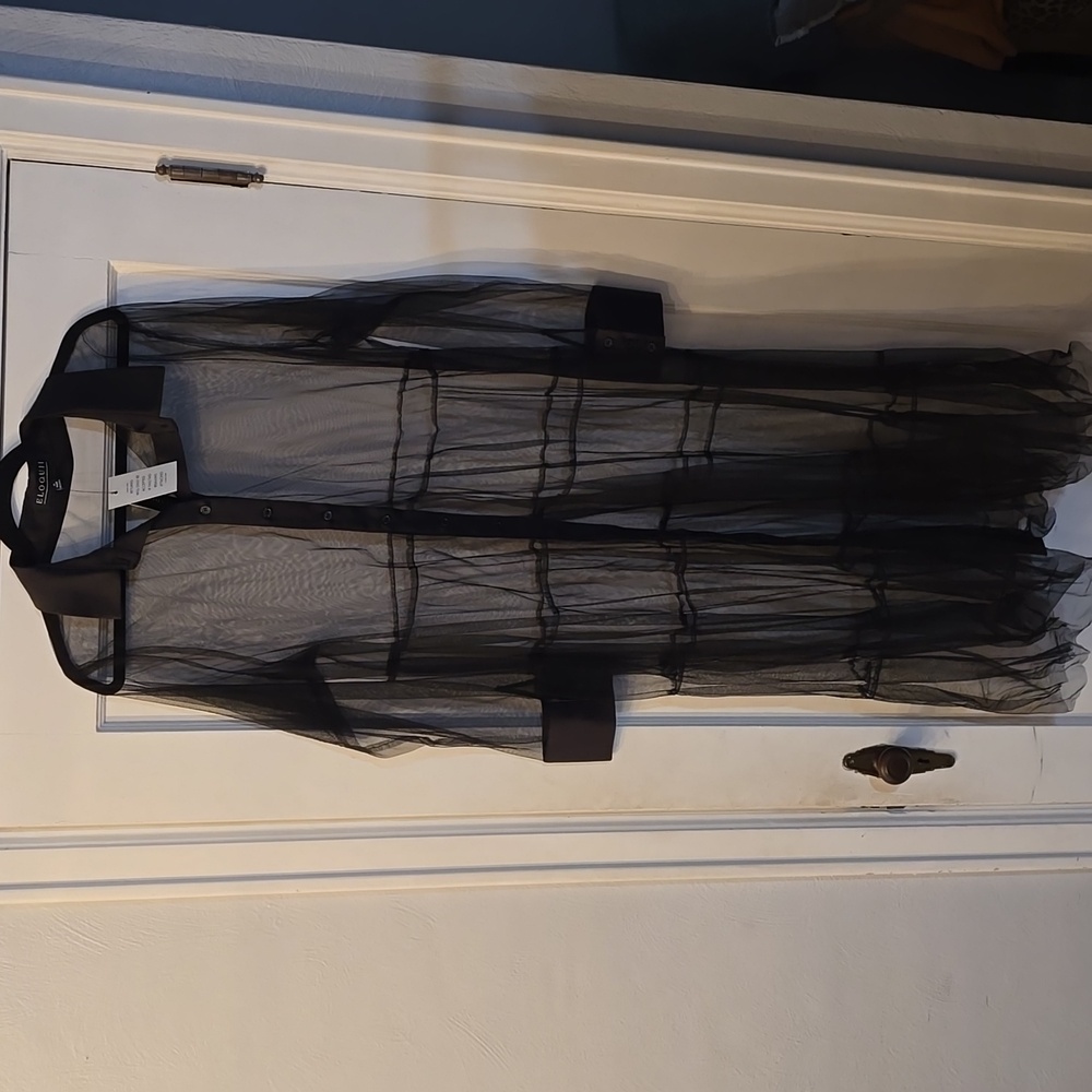 sheer button front tunic